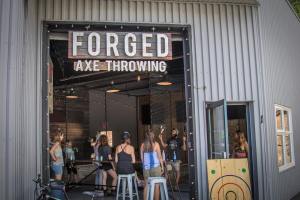 Enjoying some indoor outdoor axe throwing
