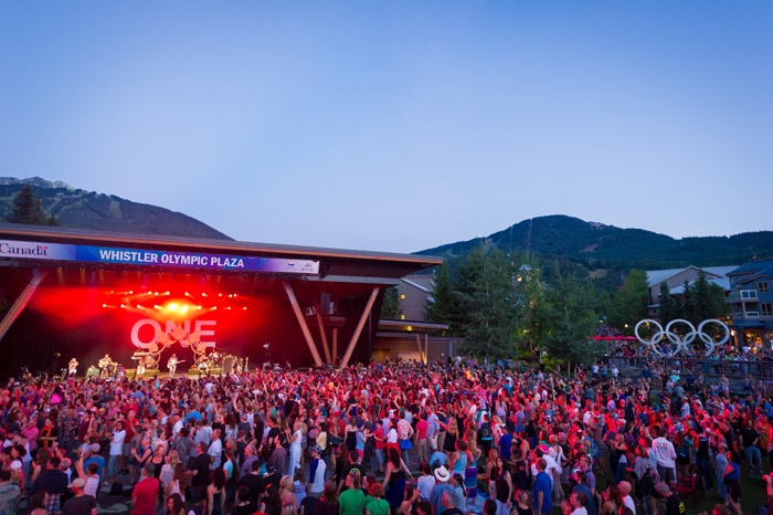 Concert at night at Whistler Olympic Plaza
