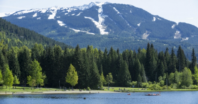Looking over lost lake towards Whistler Blackcomb