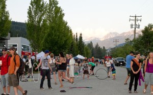 People celebrating at a street festival in Function Junction