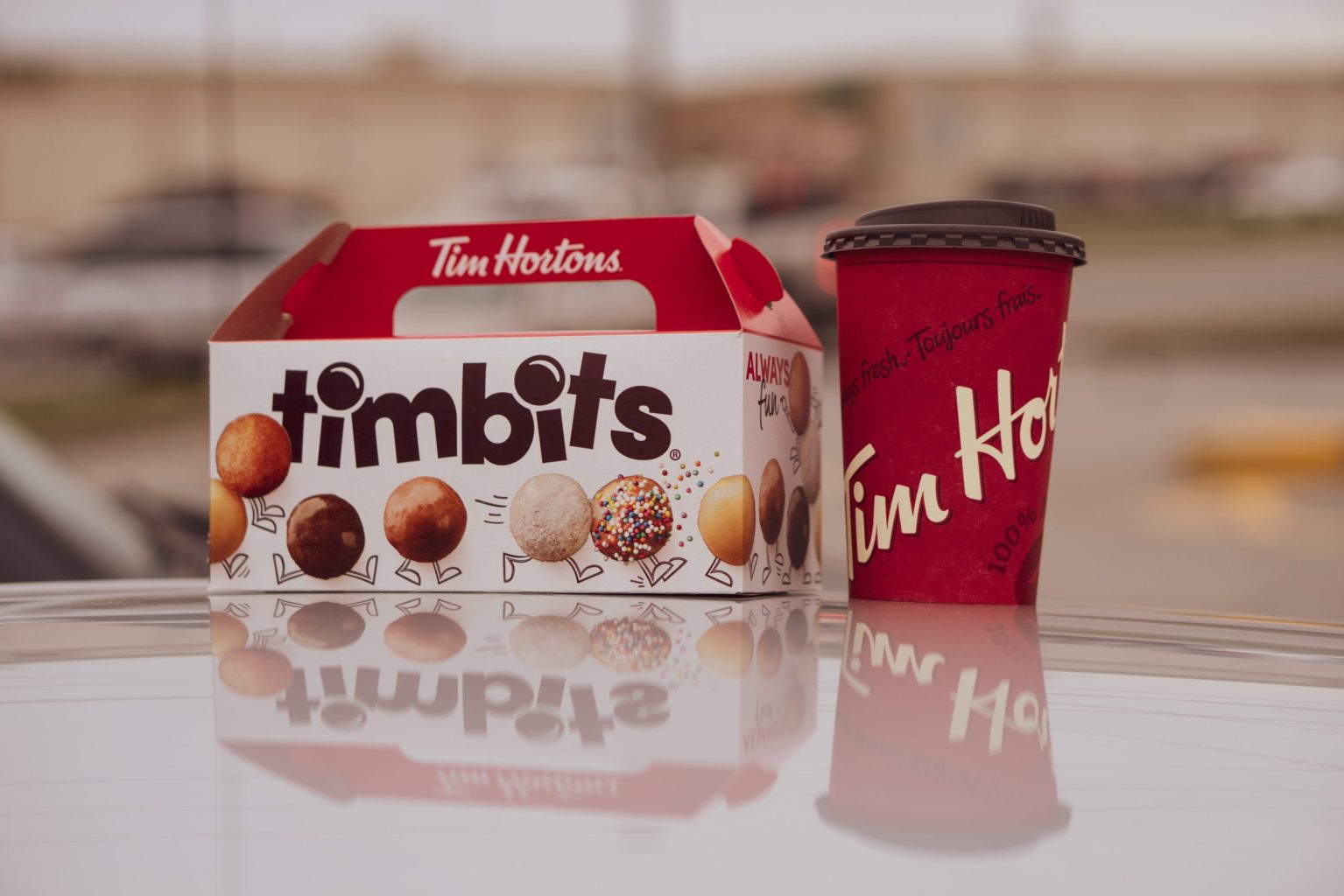 Tim Hortons a cup of coffee on a table