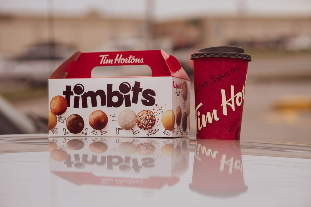 Tim Hortons a cup of coffee on a table