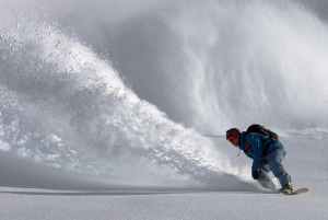 Man on snowboard on the slopes of Whistler