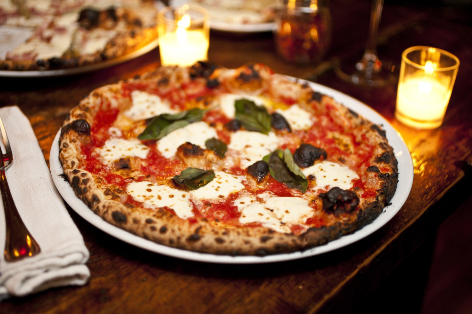 pizza at a restaurant