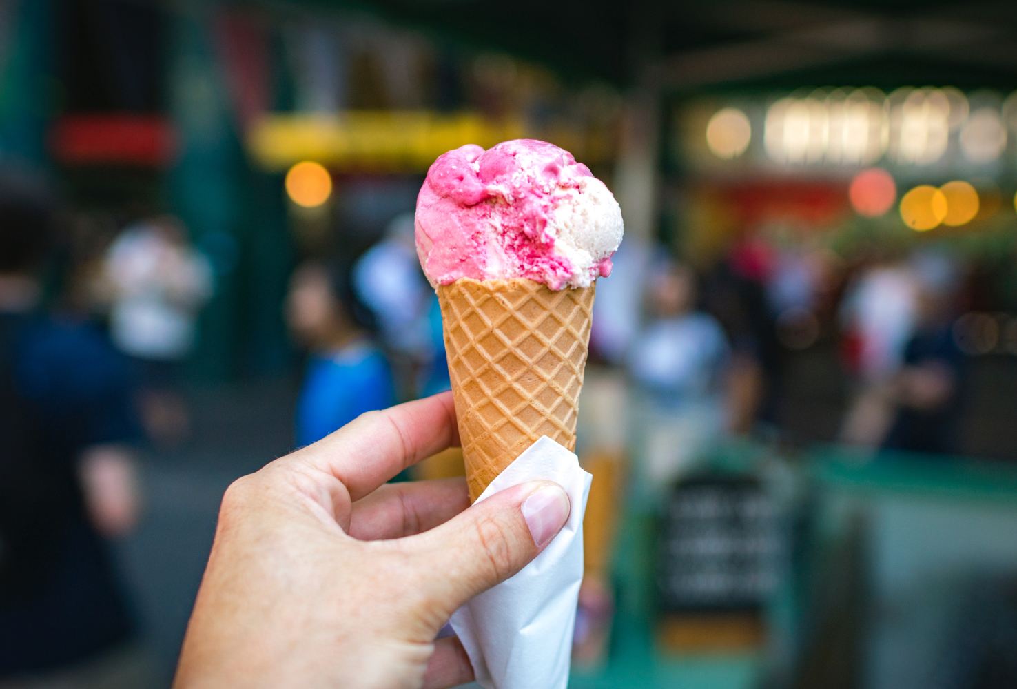 Strawberry ice cream cone