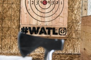 Axe in front of a WATL target