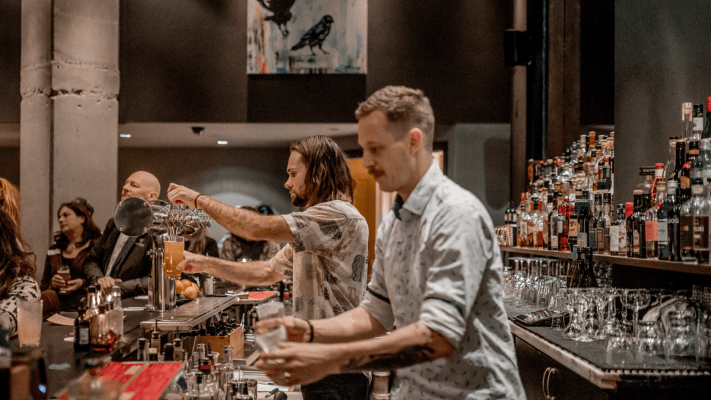 two male bartenders in Whistler.