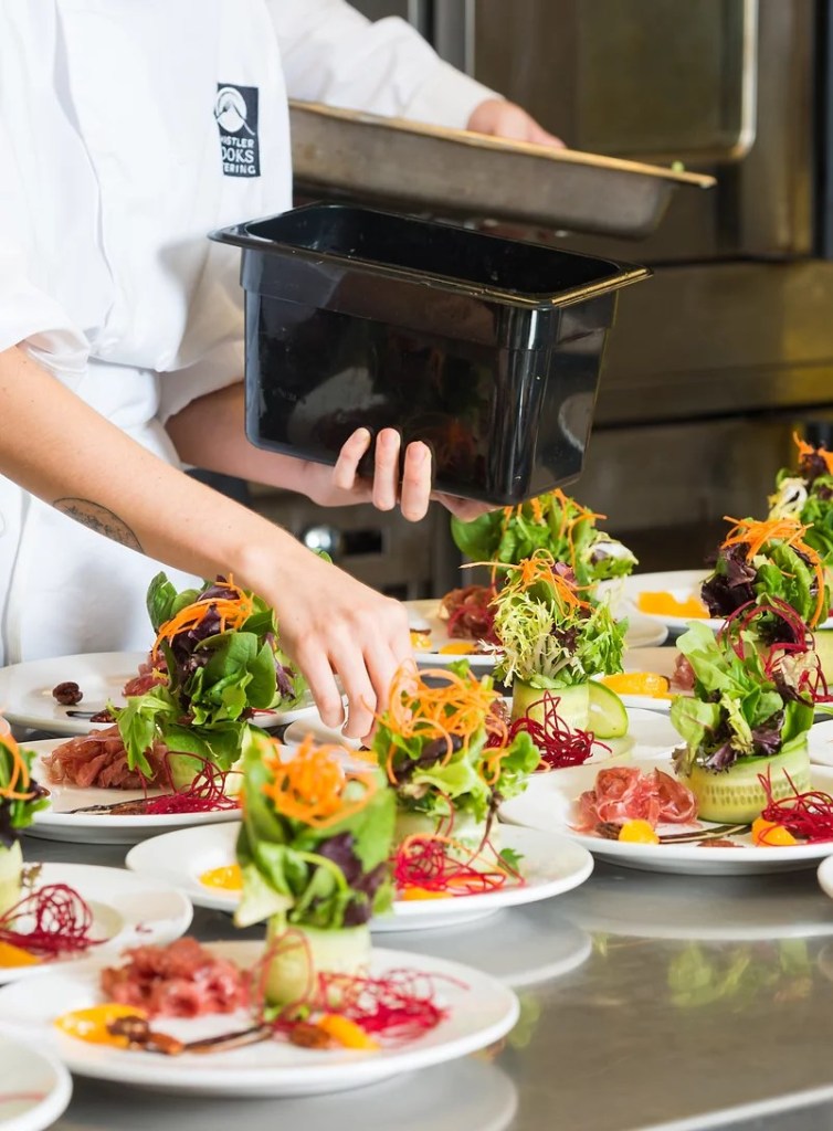 Whistler cooks prepping salads for catering